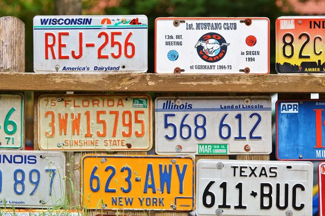 license plate, nature, car shield, american number plates, tin sign, fence, deco, decoration, decorative, art, ornament, old, garden, weathered. HVAC contractor business licenses in four states, compared